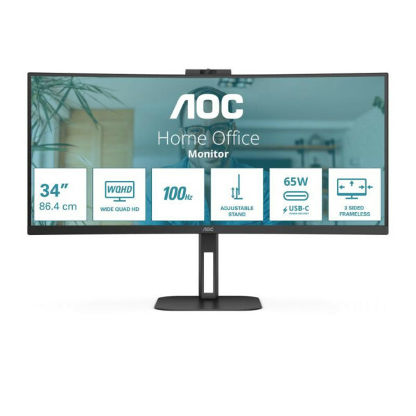AOC V5 CU34V5C/BK Écran LED 34" 3440x1440 Noir – Image 3