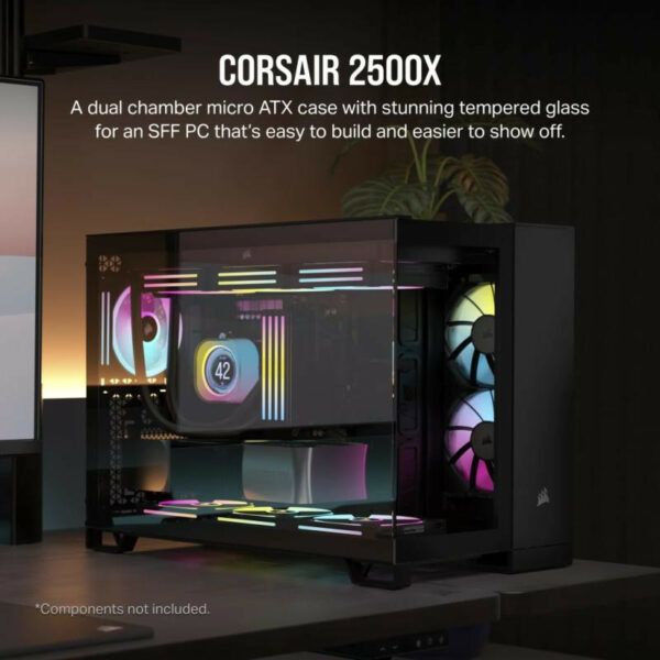 Corsair 2500X Mid Tower Noir, boîtier PC élégant – Image 2