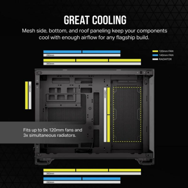 Corsair 2500X Mid Tower Noir, boîtier PC élégant – Image 5