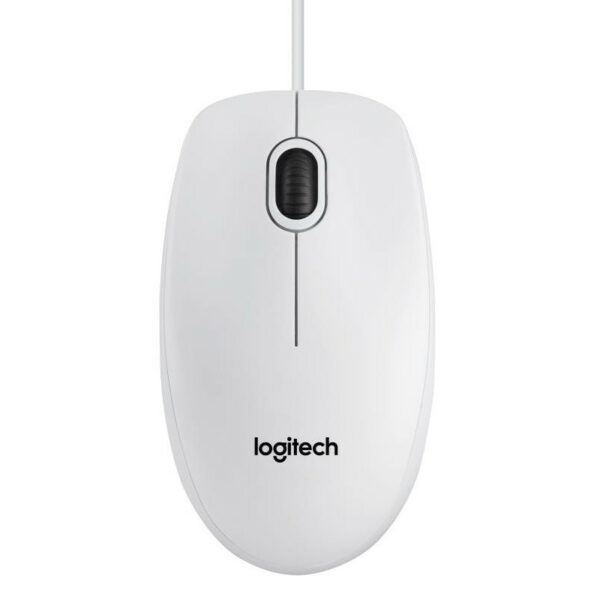 Logitech B100 Optical Fil USB Blanc OEM Ambidextre – Image 2