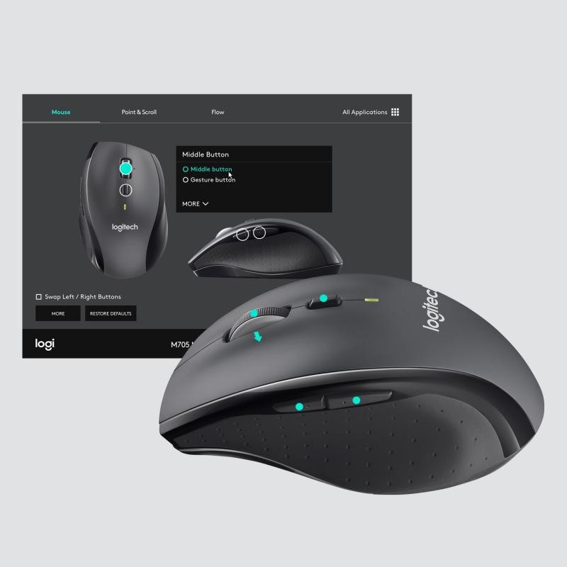 Logitech LGT-M705S Souris Sans Fil Ergonomique