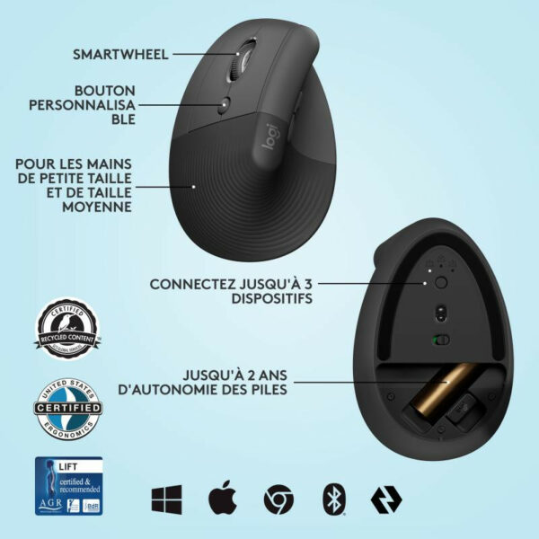 Logitech Souris LIFT LEFT VERTICAL ERGO Bluetooth – Image 13