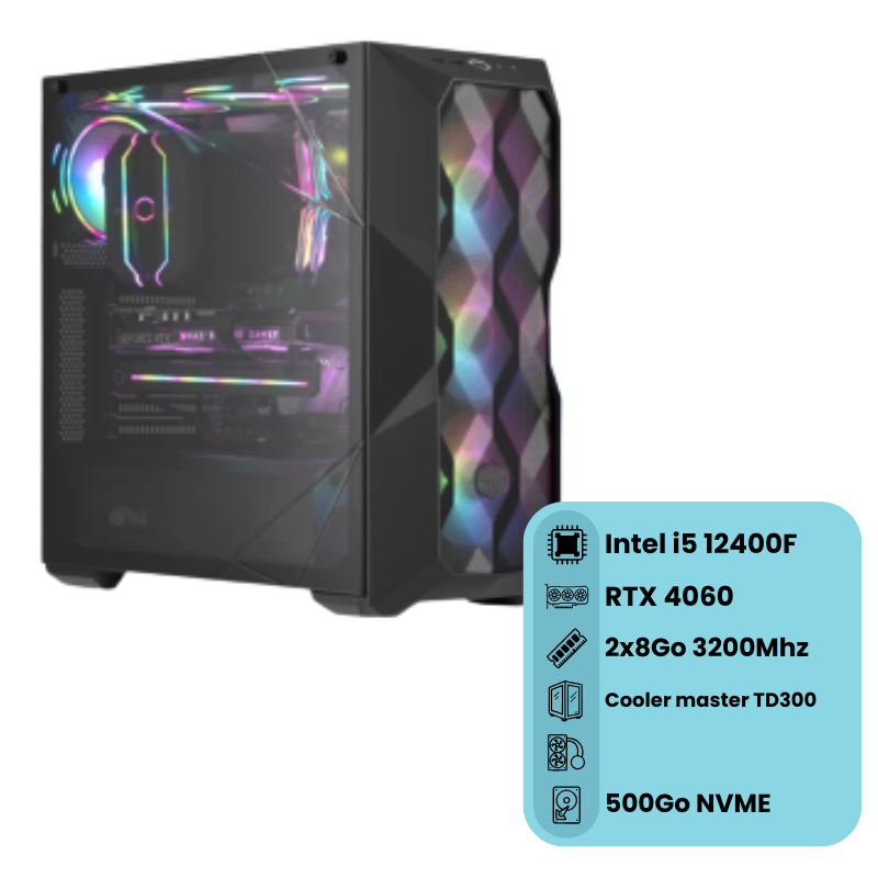 PC HIROS V2 Gaming Mini Tower Noir