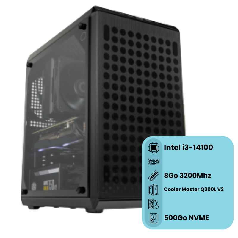 PC INITIAL PRO i3-14100, 8Go, 500Go NVMe