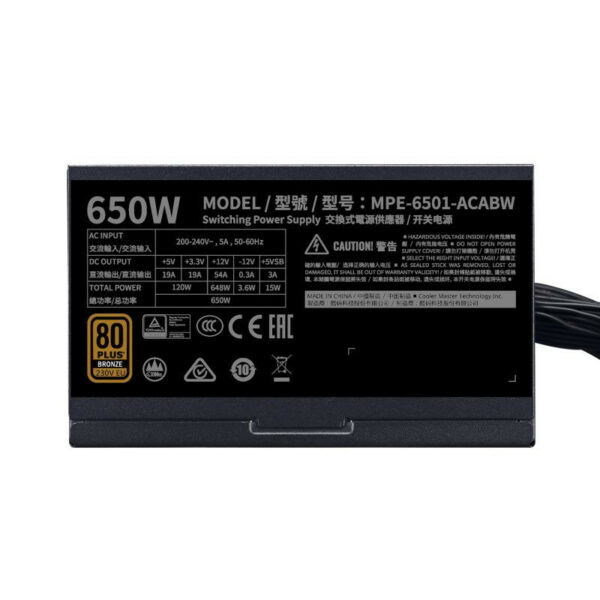 Cooler Master MWE 650 Bronze 230V V2 ATX Noir – Image 3