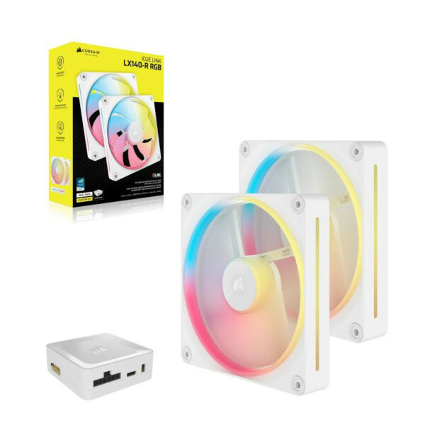 Corsair Kit de démarrage ventilateurs iCUE LINK LX140R RGB white Dual Fan – Image 3