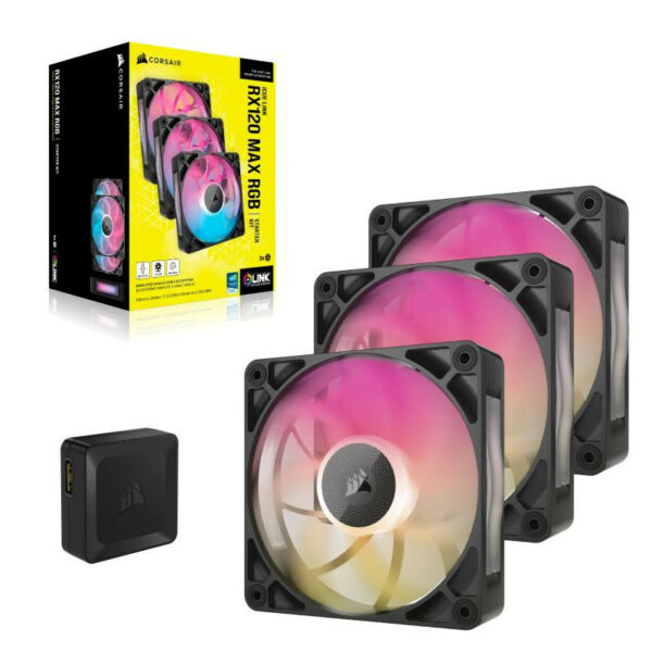 Corsair Kit de démarrage ventilateurs iCUE LINK RX120 RGB Max Triple Fan – Image 4