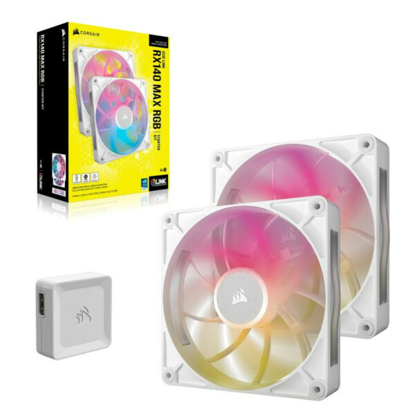 Corsair Kit de démarrage ventilateurs iCUE LINK RX140 RGB Max White Dual Fan – Image 4