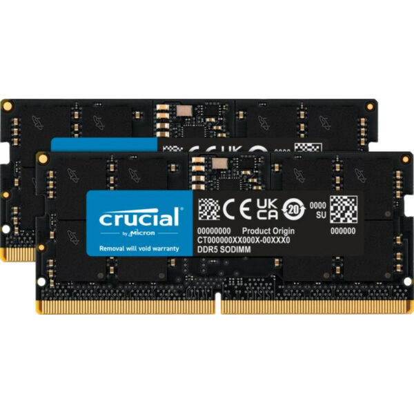 Crucial - DDR5 - kit - 32 Go: 2 x 16 Go - SO DIMM 262 broches - 4800 MHz / PC5-38400 - mémoire sans tampon