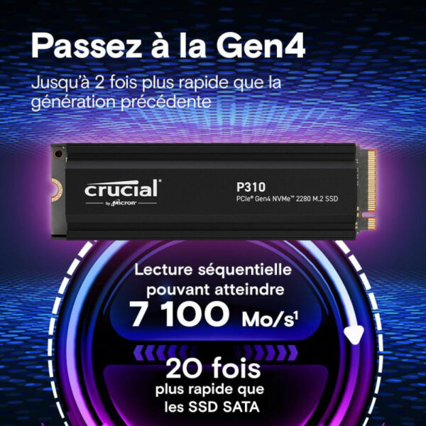 CRUCIAL P310 2T PCIe M.2*CT2000P310SSD5 avec heatsink – Image 2