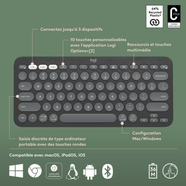 Logitech Pebble Keys 2 K380s Noir – Image 7