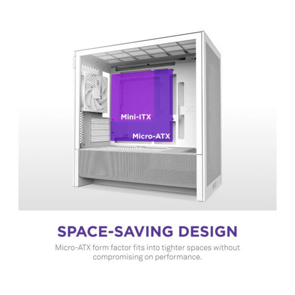 NZXT H3 Flow (2025) micro-ATX Mid-tower Case - All White Color – Image 3