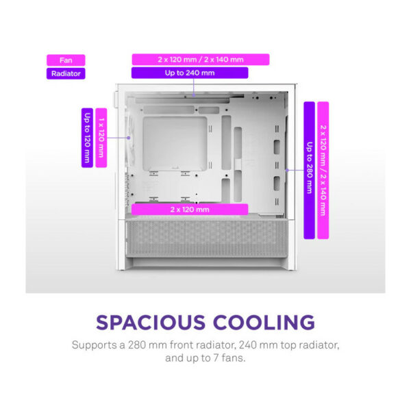 NZXT H3 Flow (2025) micro-ATX Mid-tower Case - All White Color – Image 5