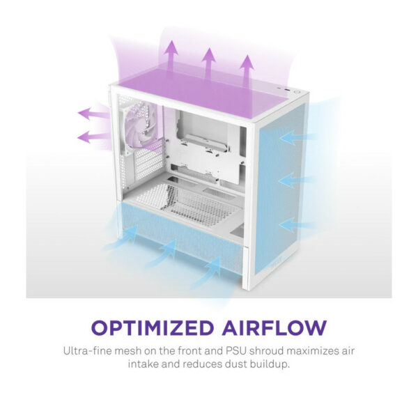 NZXT H3 Flow (2025) micro-ATX Mid-tower Case - All White Color – Image 6