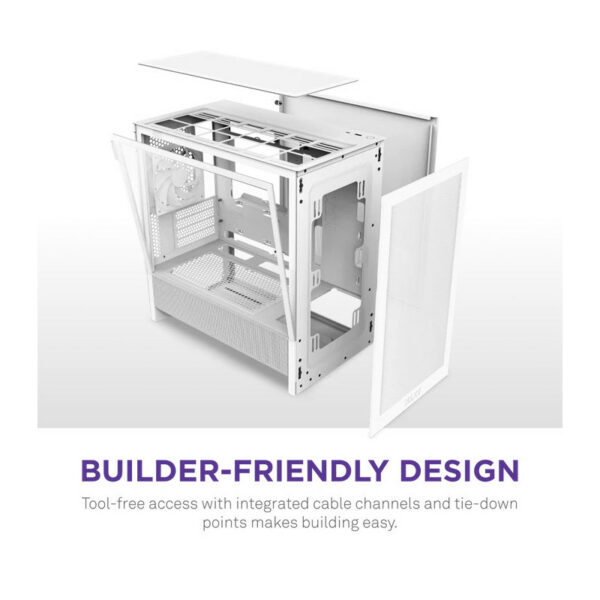 NZXT H3 Flow (2025) micro-ATX Mid-tower Case - All White Color – Image 8
